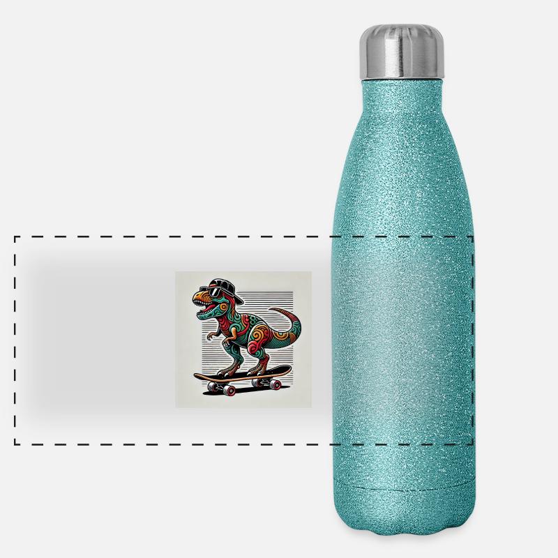 Patineur Saurus Rex Gourde isotherme panoramique pailletée 500 ml