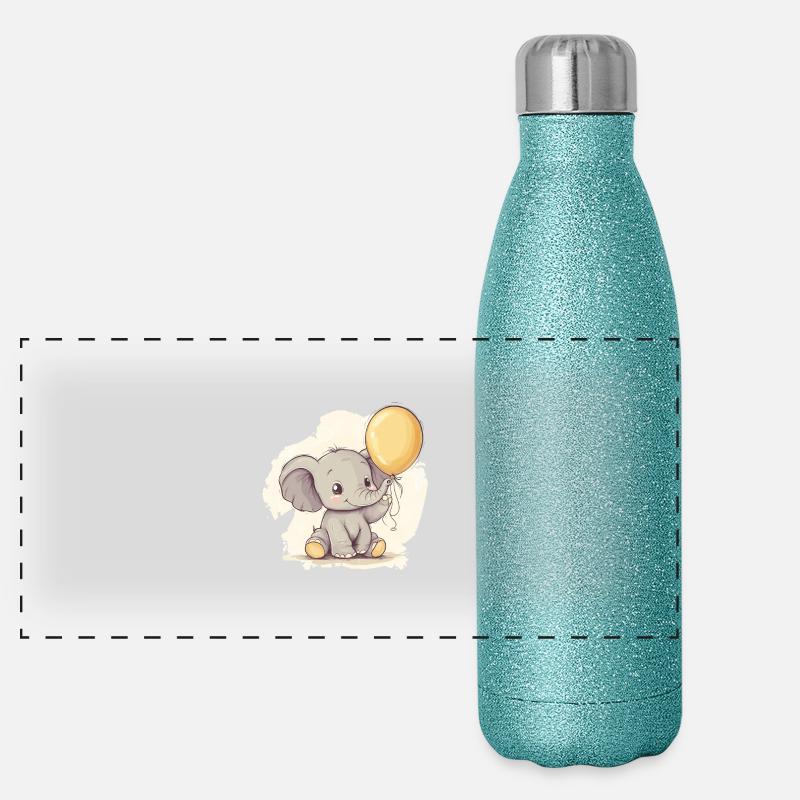 Baby Elefant Panorama Glitzer Isolierflasche 500 ml