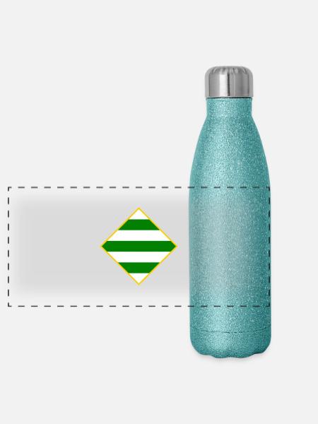 Grün und Weiß - Panorama Glitzer Isolierflasche 500 ml - Blau Glitzer - Vorne