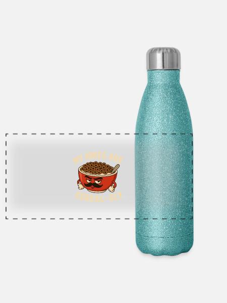 Céréales Sournois Drôle Petit déjeuner Jeu de mots Papa Blague - Gourde isotherme panoramique pailletée 500 ml - paillettes bleues - Devant
