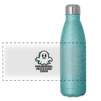Paranormal Processing Error - Glitchy Ghost - Panorama Glitzer Isolierflasche 500 ml - Blau Glitzer - Vorne