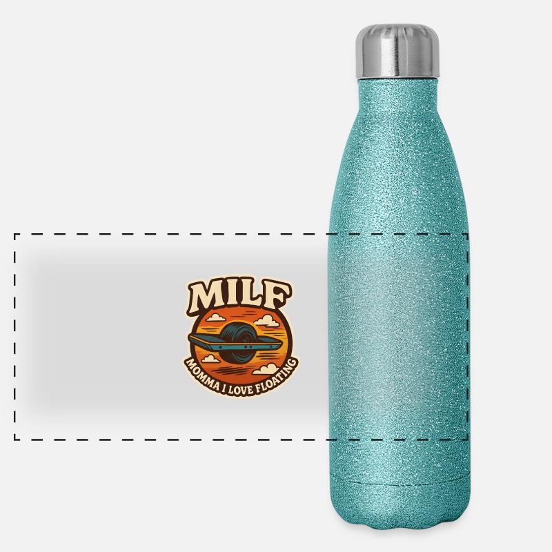 Momma I Love Floating (Onewheel Retro Stick Gourde isotherme panoramique pailletée 500 ml