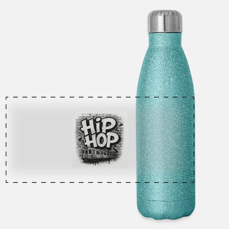 HipHopTrainNoir & Blanc Gourde isotherme panoramique pailletée 500 ml