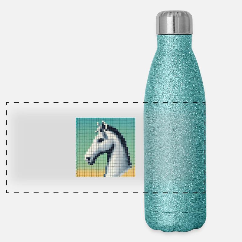 2024 Pferd NFT Kopf Comic Hochauflösung Panorama Glitzer Isolierflasche 500 ml