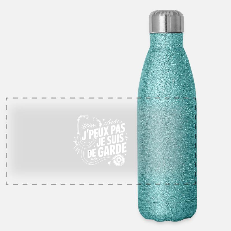 T-Shirt Ich kann nicht, ich bin auf Abruf Panorama Glitzer Isolierflasche 500 ml