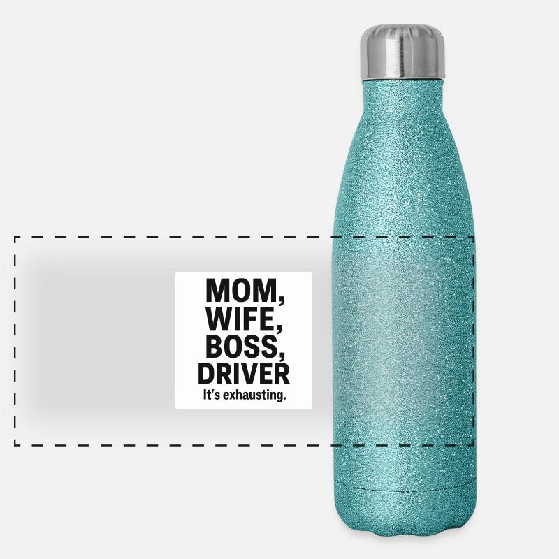 Mother's Day T-Shirt (Job Description) Panoramic Glitter Thermal Bottle 500 ml