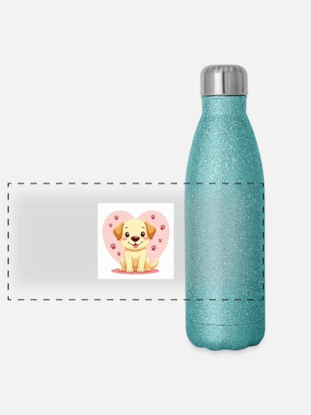 Flux Dev A whimsical pastelhued illustration 4 - Panorama Glitzer Isolierflasche 500 ml - Blau Glitzer - Vorne