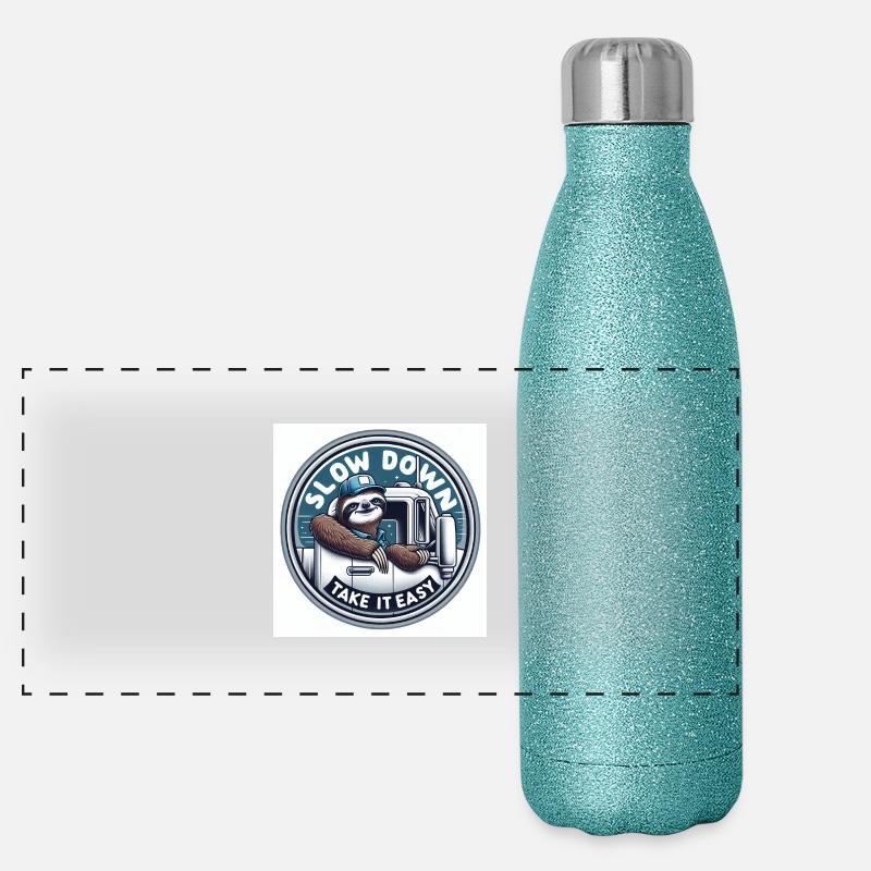 Faultier Wandering Truck Fahrer Panorama Glitzer Isolierflasche 500 ml