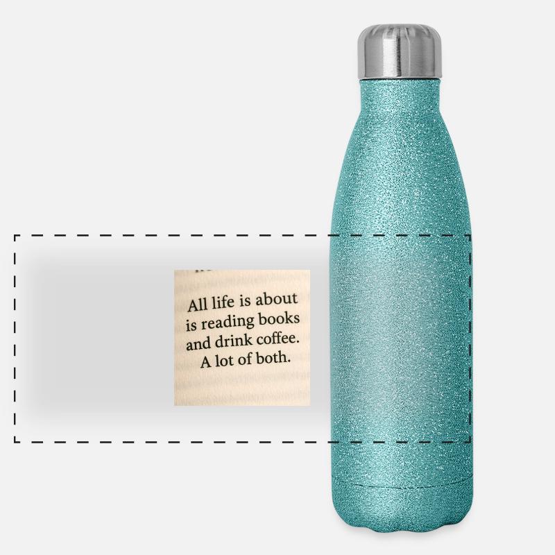 Life is all about books and coffee Panoramic Glitter Thermal Bottle 500 ml