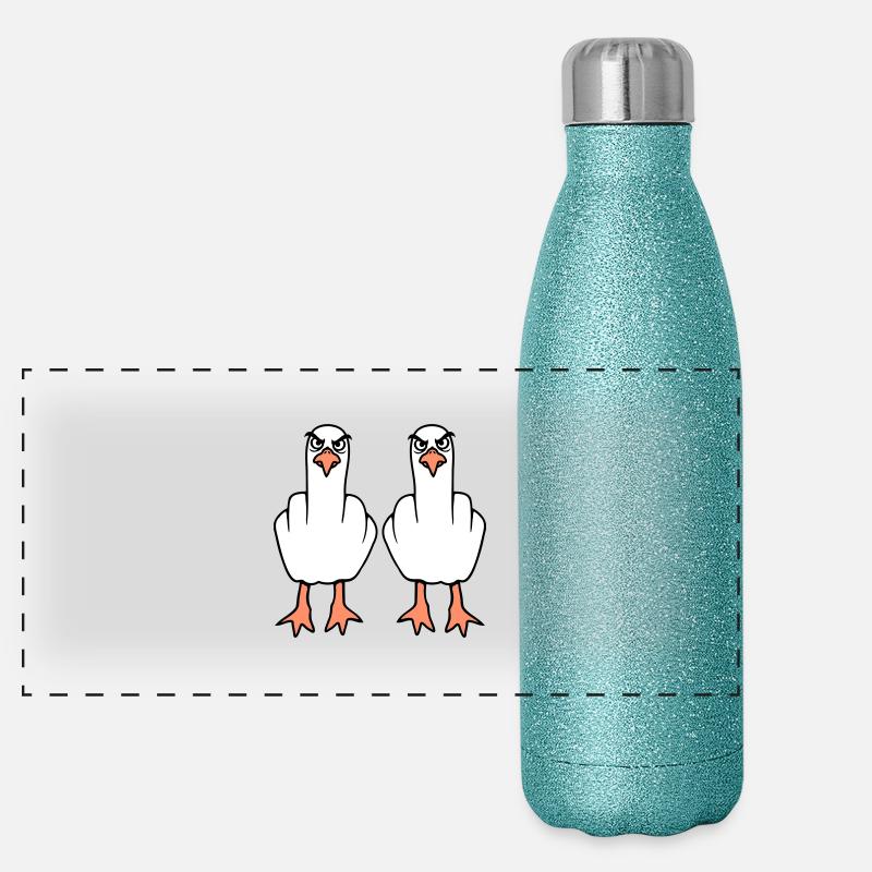 2 Seagulls Middle Finger Insult Stinkfinger Team Panoramic Glitter Thermal Bottle 500 ml