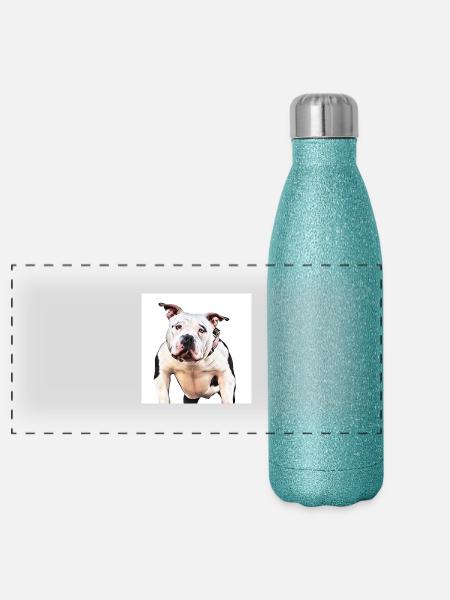 American Bully - Panorama Glitzer Isolierflasche 500 ml - Blau Glitzer - Vorne