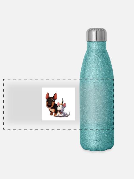 Cartoon miniatur bullterrier - Panorama Glitzer Isolierflasche 500 ml - Blau Glitzer - Vorne