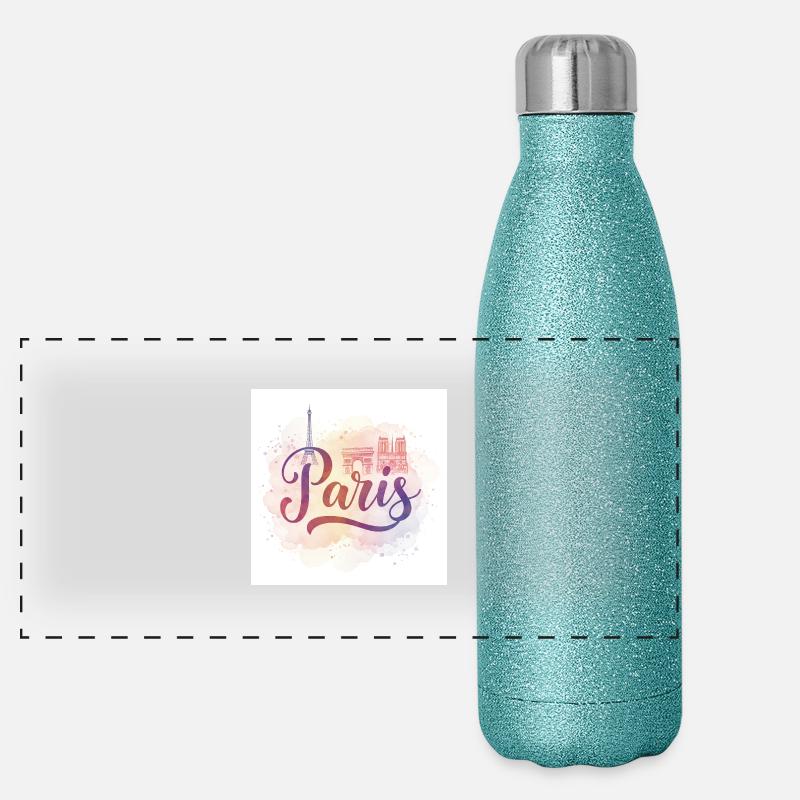 Paris Aquarell Panorama Glitzer Isolierflasche 500 ml