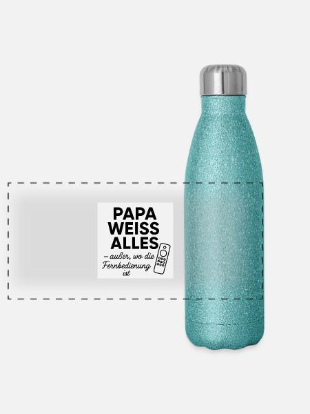 Saying for Father's Day - Panoramic Glitter Thermal Bottle 500 ml - blue glitter - Front