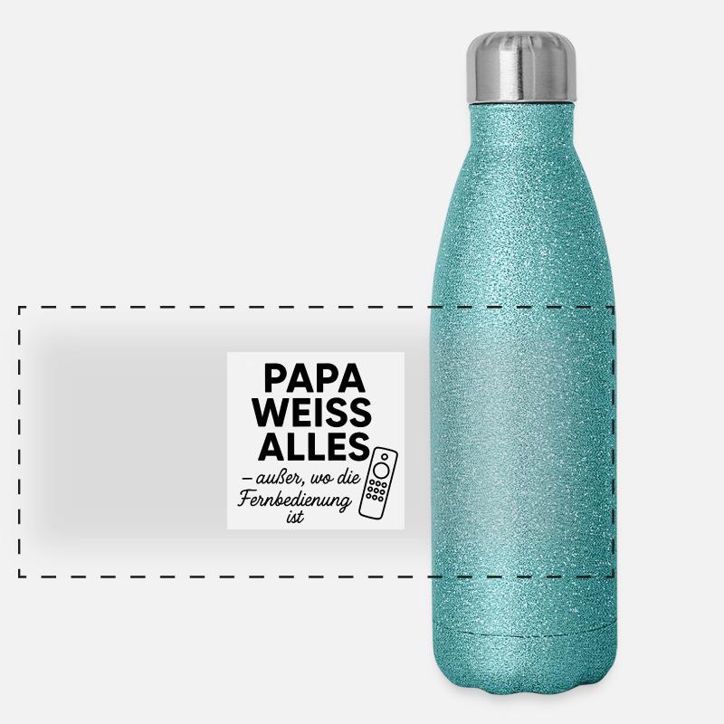 Spruch zum Vatertag Panorama Glitzer Isolierflasche 500 ml