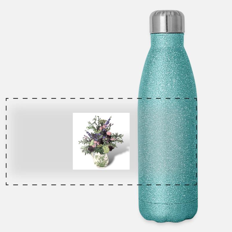 Nature morte à l’huile Bouquet Vase Fleur Vintage Gourde isotherme panoramique pailletée 500 ml