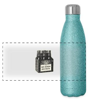 My Kinda Six Pack - Panoramic Glitter Thermal Bottle 500 ml - blue glitter - Front