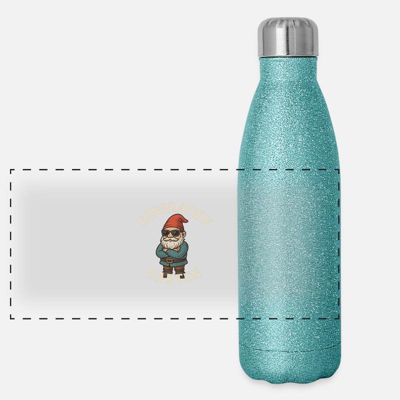 Generation Garten – Cooler Gartenzwerg Panorama Glitzer Isolierflasche 500 ml
