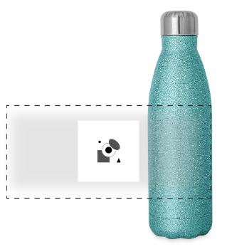 Design graphique abstrait monochrome - Gourde isotherme panoramique pailletée 500 ml - paillettes bleues - Devant