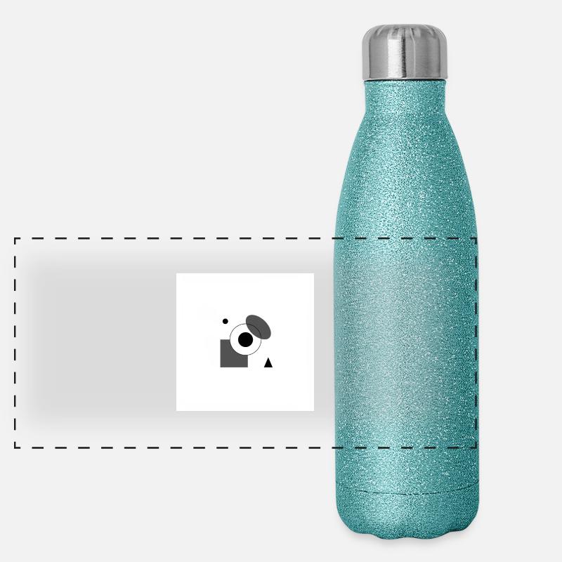 Design graphique abstrait monochrome - Gourde isotherme panoramique pailletée 500 ml - paillettes bleues