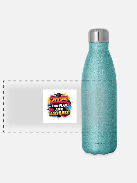 Design élégant de la remise des diplômes 2025 - Parfait - Gourde isotherme panoramique pailletée 500 ml - paillettes bleues - Devant