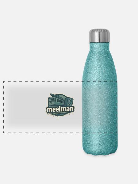 meelman Wuppertal Logo 2025 - Panorama Glitzer Isolierflasche 500 ml - Blau Glitzer - Vorne