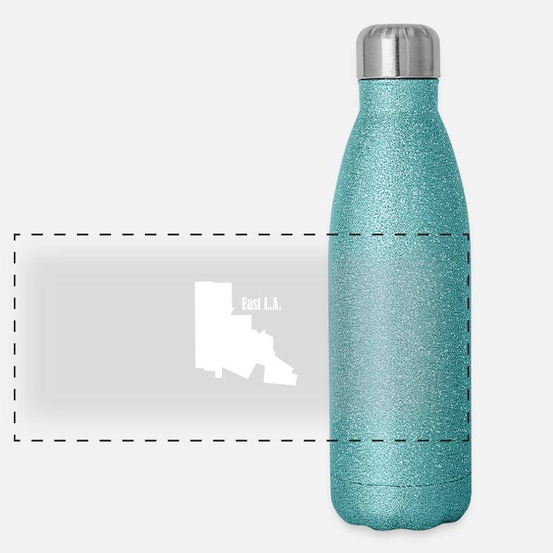 EAST L.A. Blanc - Gourde isotherme panoramique pailletée 500 ml - paillettes bleues