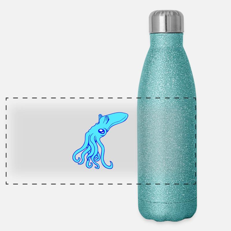 bläckfisk, bläckfisk, bläckfisk, bläckfisk, jättebläckfisk - Panoramisk glittertermosflaska 500 ml - 