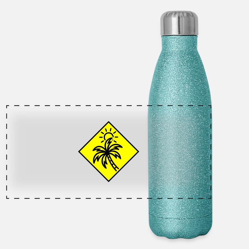 Palme Sonne Symbol Panorama Glitzer Isolierflasche 500 ml