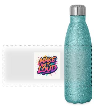 Make It Loud – Dare to Volume - Panoramic Glitter Thermal Bottle 500 ml - blue glitter - Front