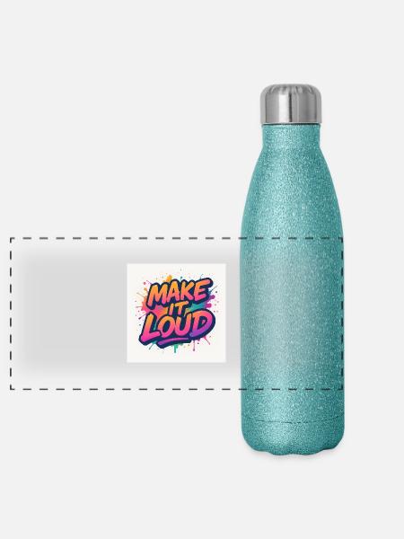 Make It Loud – Dare to Volume - Panoramic Glitter Thermal Bottle 500 ml - blue glitter - Front