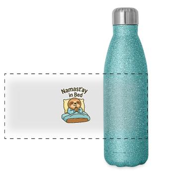 Namastay in Bed - Zen Master of Nap - Panoramic Glitter Thermal Bottle 500 ml - blue glitter - Front