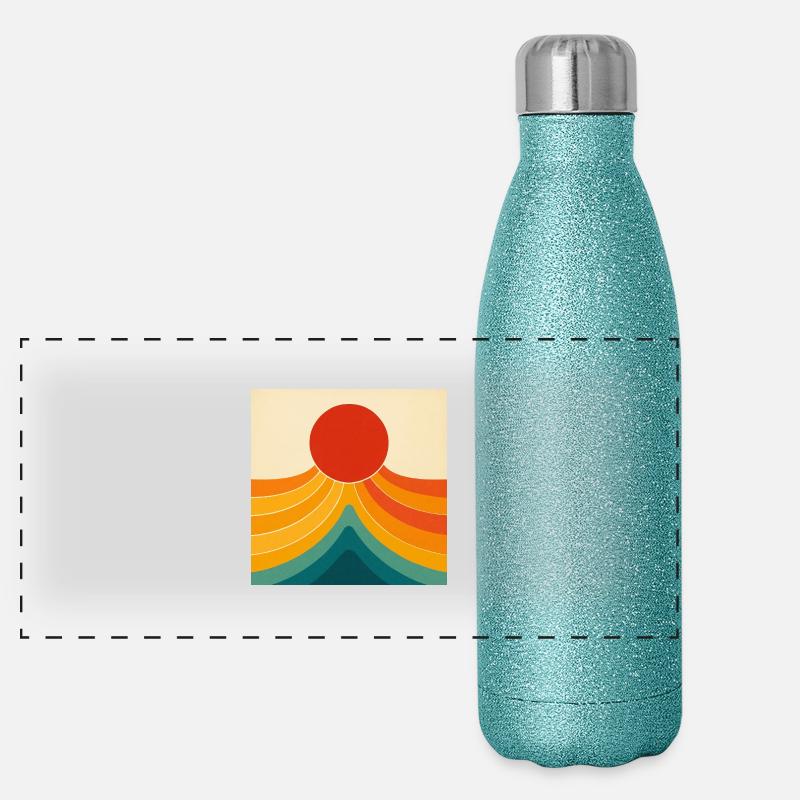 Figurativer Sonnenuntergang am Meer Panorama Glitzer Isolierflasche 500 ml