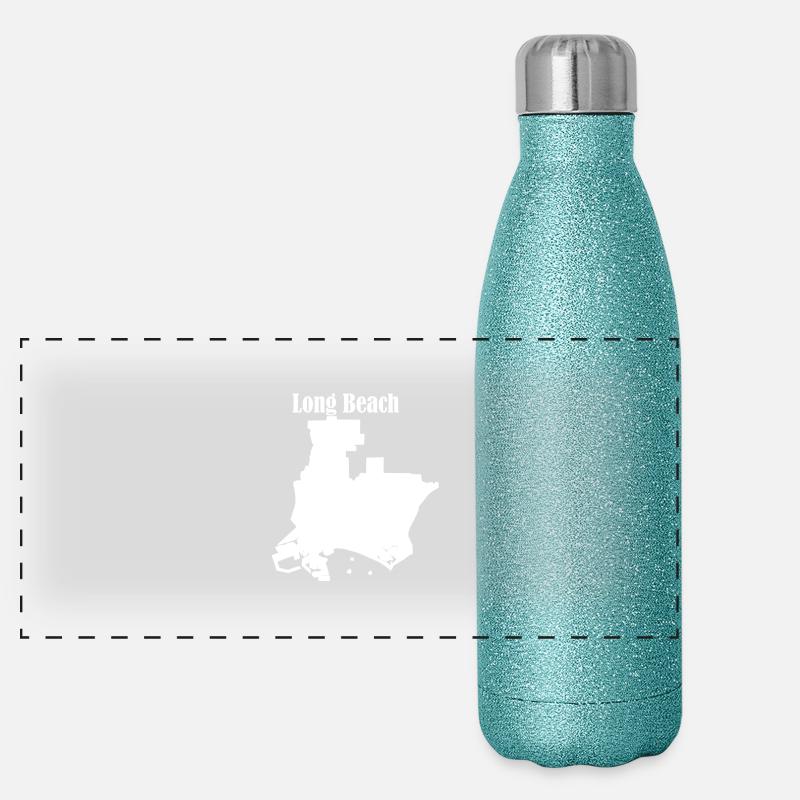 Langer Strand Panorama Glitzer Isolierflasche 500 ml
