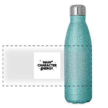 Main Character Energy - Gourde isotherme panoramique pailletée 500 ml - paillettes bleues - Devant