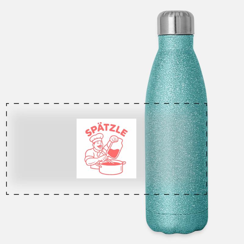 Spätzle - Panorama Glitzer Isolierflasche 500 ml - Blau Glitzer
