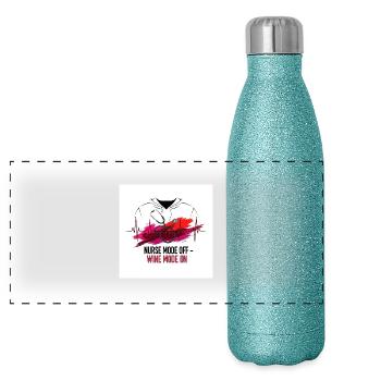 Nurse off duty - Panoramic Glitter Thermal Bottle 500 ml - blue glitter - Front