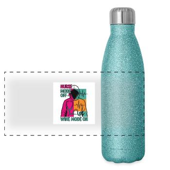 Nurse off Duty wine - Panoramic Glitter Thermal Bottle 500 ml - blue glitter - Front