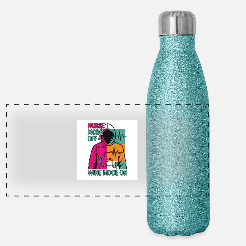 Nurse off Duty wine Panorama Glitzer Isolierflasche 500 ml