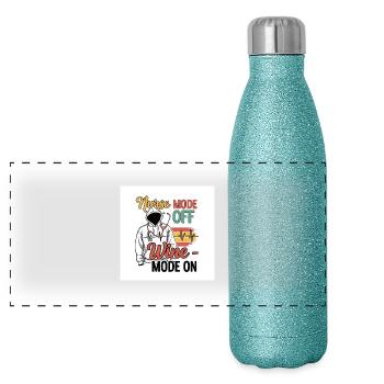 Nurse off Duty - Panoramic Glitter Thermal Bottle 500 ml - blue glitter - Front