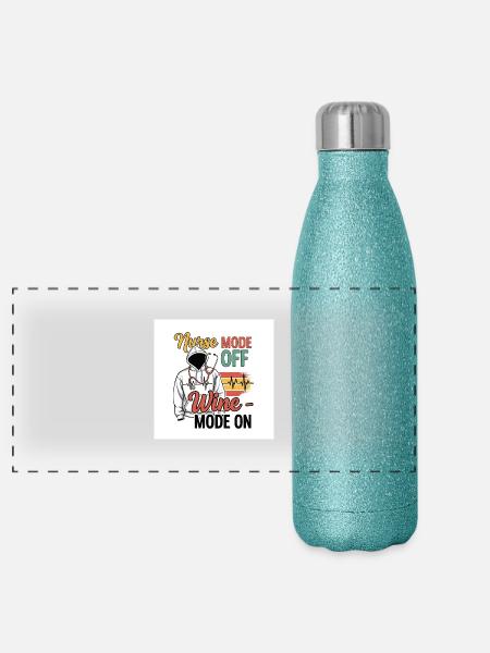 Nurse off Duty - Panorama Glitzer Isolierflasche 500 ml - Blau Glitzer - Vorne