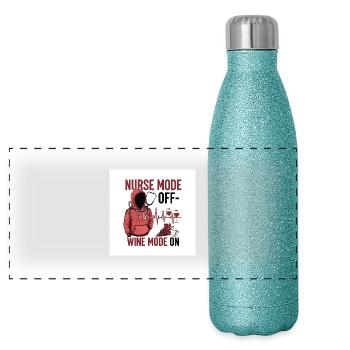 Nurse off Duty - Panoramic Glitter Thermal Bottle 500 ml - blue glitter - Front