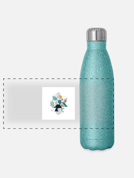 Moderne Natur - Panorama Glitzer Isolierflasche 500 ml - Blau Glitzer - Vorne