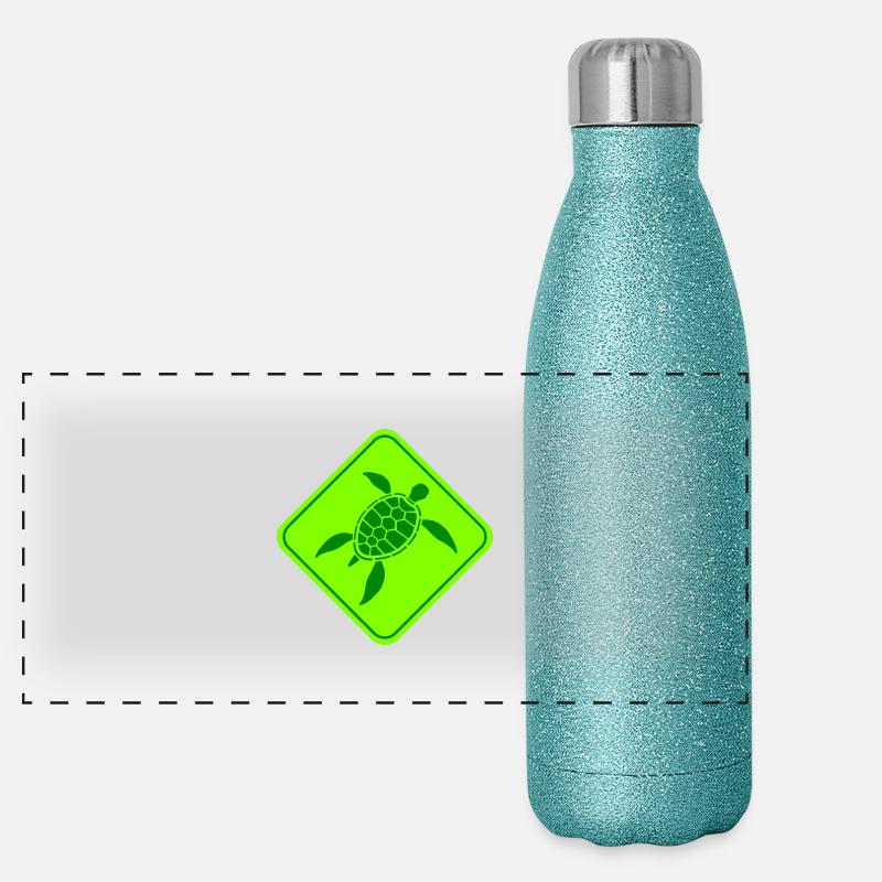 Turtle Danger Notice Sign Caution Panoramic Glitter Thermal Bottle 500 ml