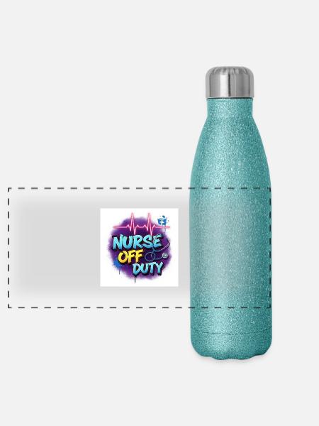 🩺 Infirmière en congé – Lieblingsschirt - Gourde isotherme panoramique pailletée 500 ml - paillettes bleues - Devant