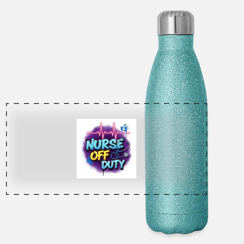 🩺 Nurse Off Duty – Lieblingsschirt Panorama Glitzer Isolierflasche 500 ml