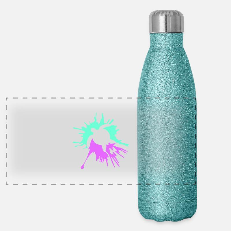 Wasserschildkröte Farbklecks Farbspritzer Tropfen Panorama Glitzer Isolierflasche 500 ml