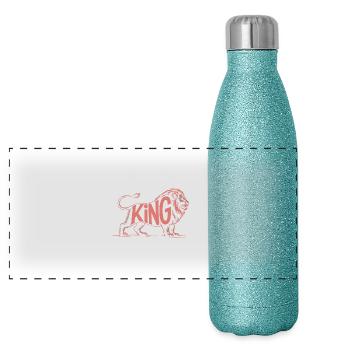King - Cool Lion Logo - Gourde isotherme panoramique pailletée 500 ml - paillettes bleues - Devant