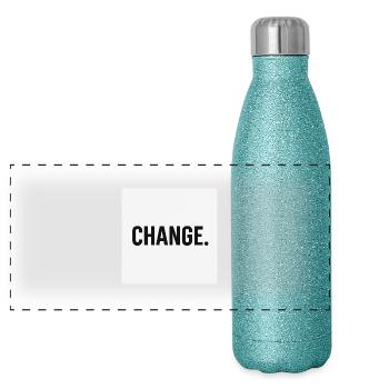 Change - Bold minimal statement - Panoramic Glitter Thermal Bottle 500 ml - blue glitter - Front