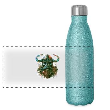 Crâne Viking - Gourde isotherme panoramique pailletée 500 ml - paillettes bleues - Devant